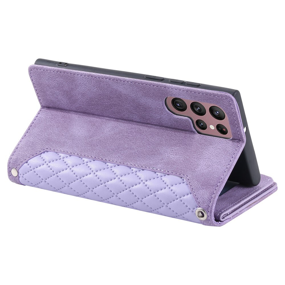 Samsung Galaxy S25 Ultra Quiltet pungtaske, Lilla