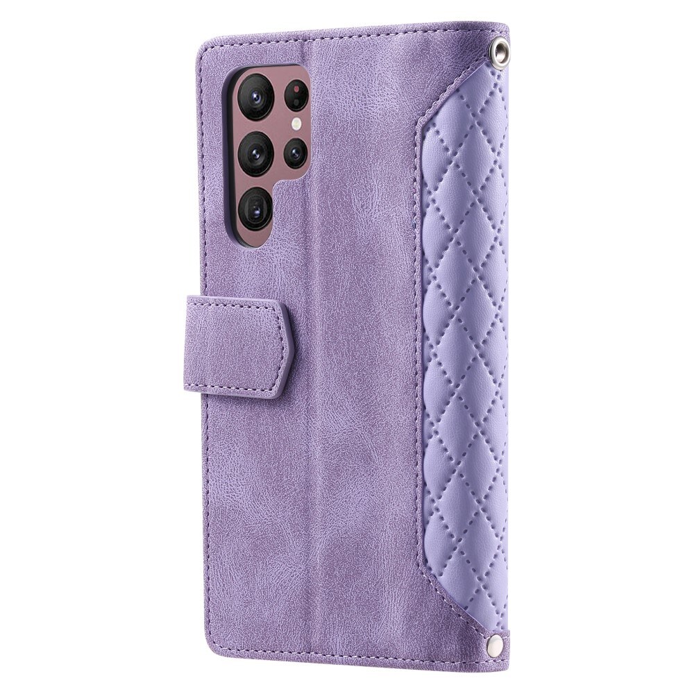 Samsung Galaxy S25 Ultra Quiltet pungtaske, Lilla