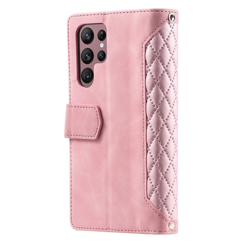 Samsung Galaxy S25 Ultra Quiltet pungtaske, Lyserød
