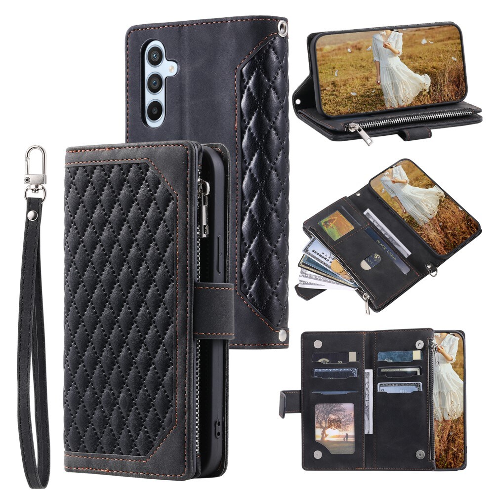 Samsung Galaxy S25 Plus Quiltet pungtaske, Sort
