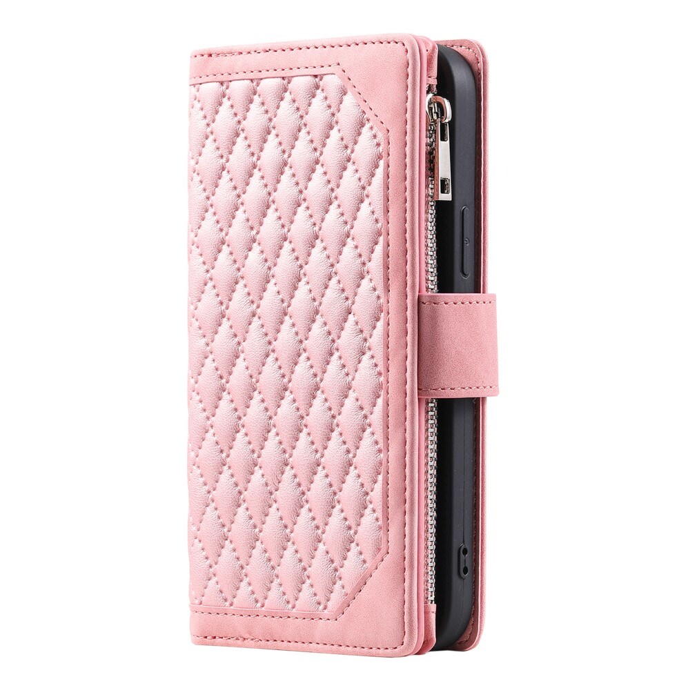 Samsung Galaxy S25 Plus Quiltet pungtaske, Lyserød