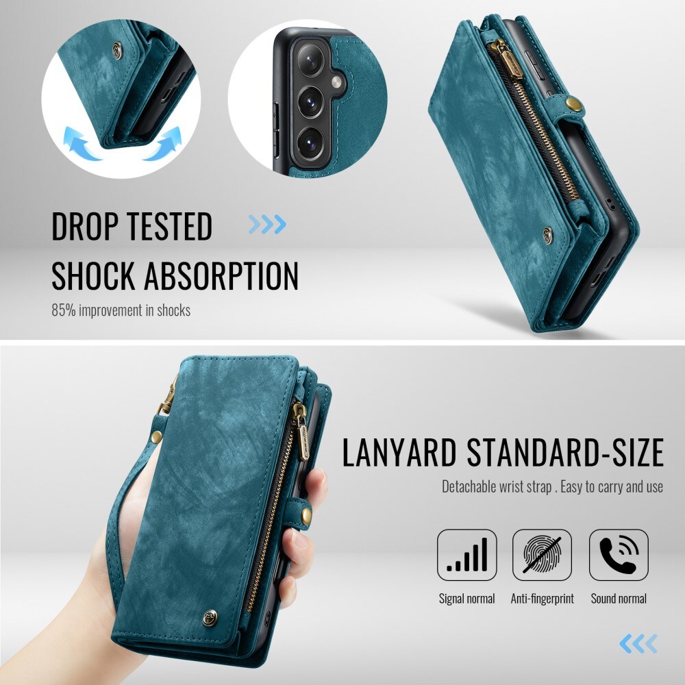 Samsung Galaxy S24 FE Rummeligt pungetui med mange kortholdere, Blå