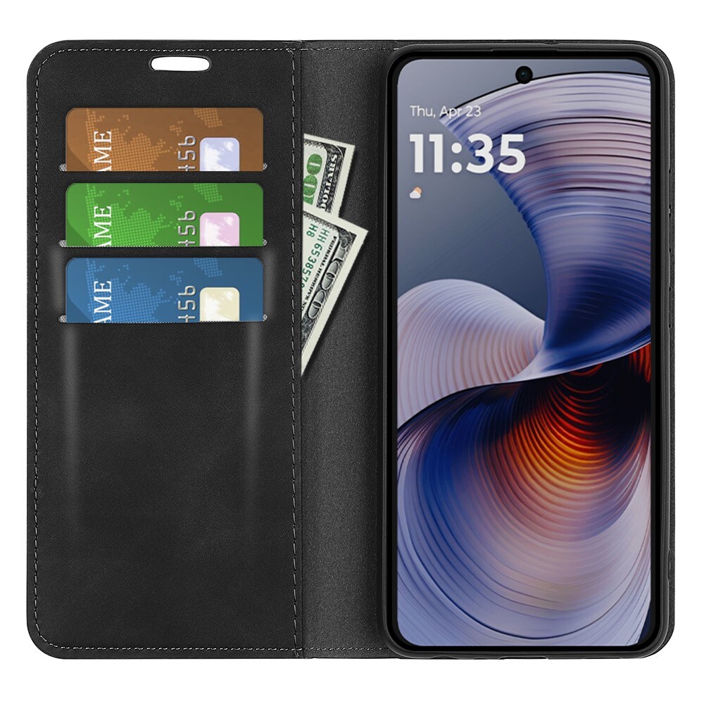 Motorola Moto G55 Slankt etui med kortholder, Sort