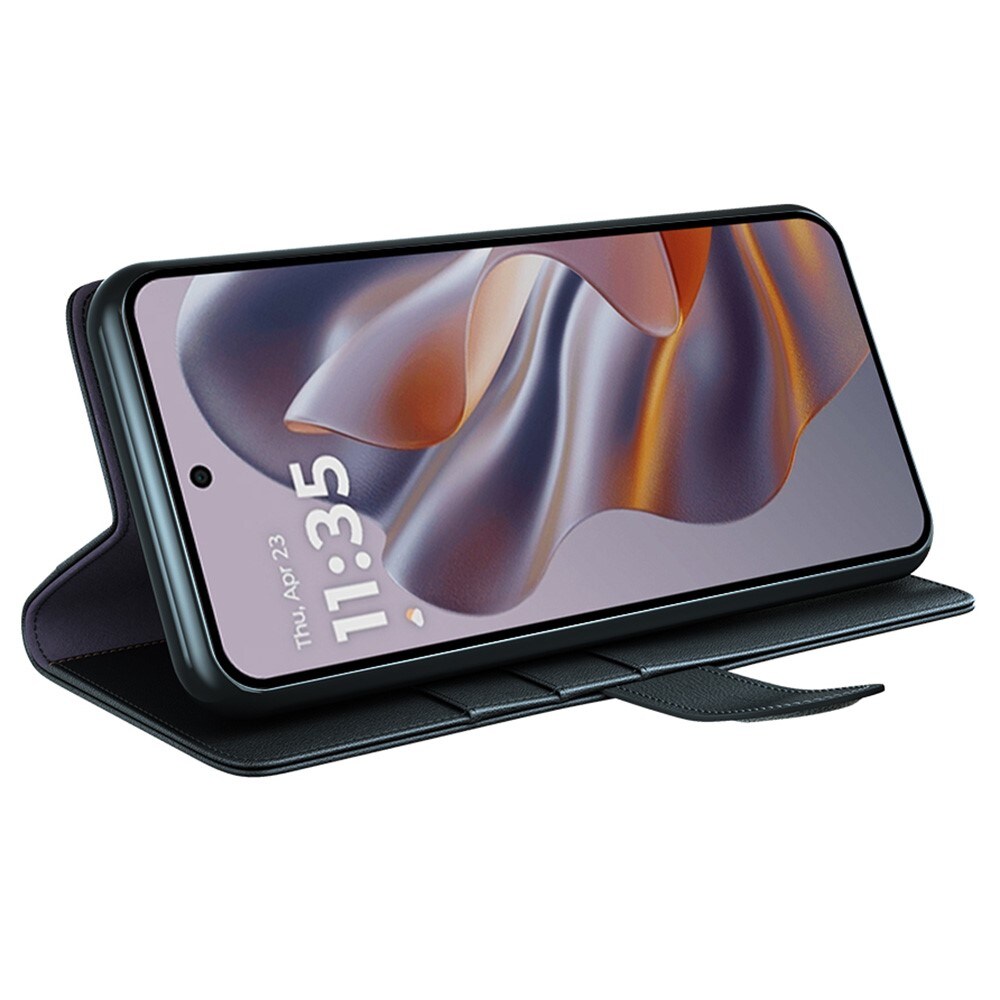 Motorola Edge 50 Neo Slankt mobiletui i ægte læder, Sort