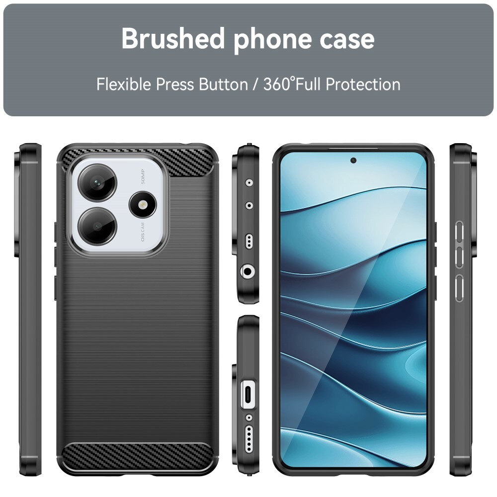 Xiaomi Redmi Note 14 5G TPU-cover Brushed, Sort