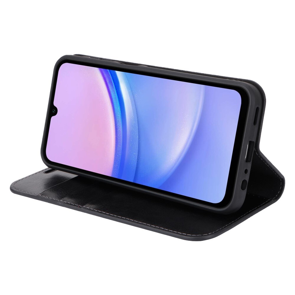 Samsung Galaxy A16 Smidigt mobiletui i ægte læder, Sort