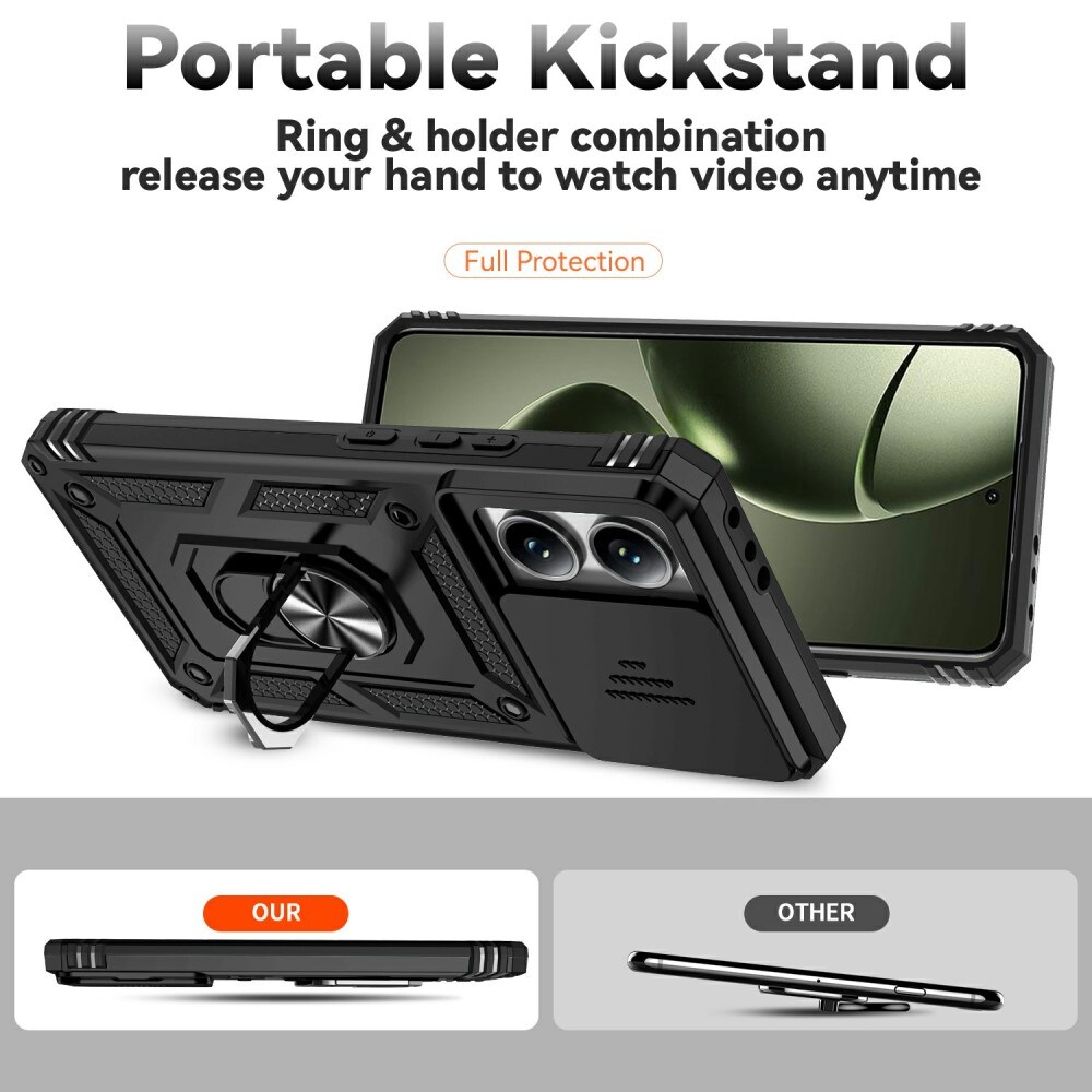Xiaomi 14T Cover med kamerabeskyttelse & fingerring, Sort