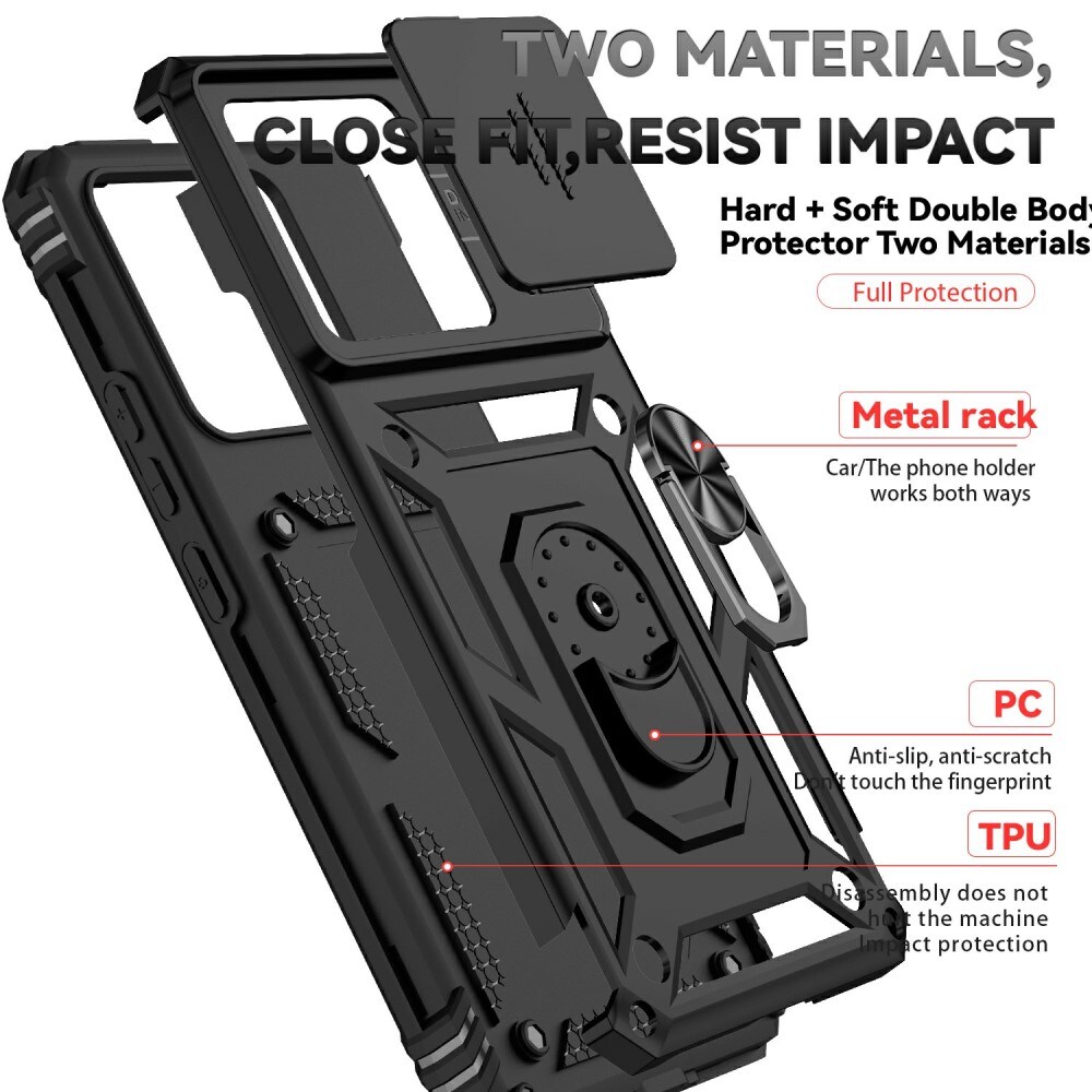 Xiaomi 14T Cover med kamerabeskyttelse & fingerring, Sort