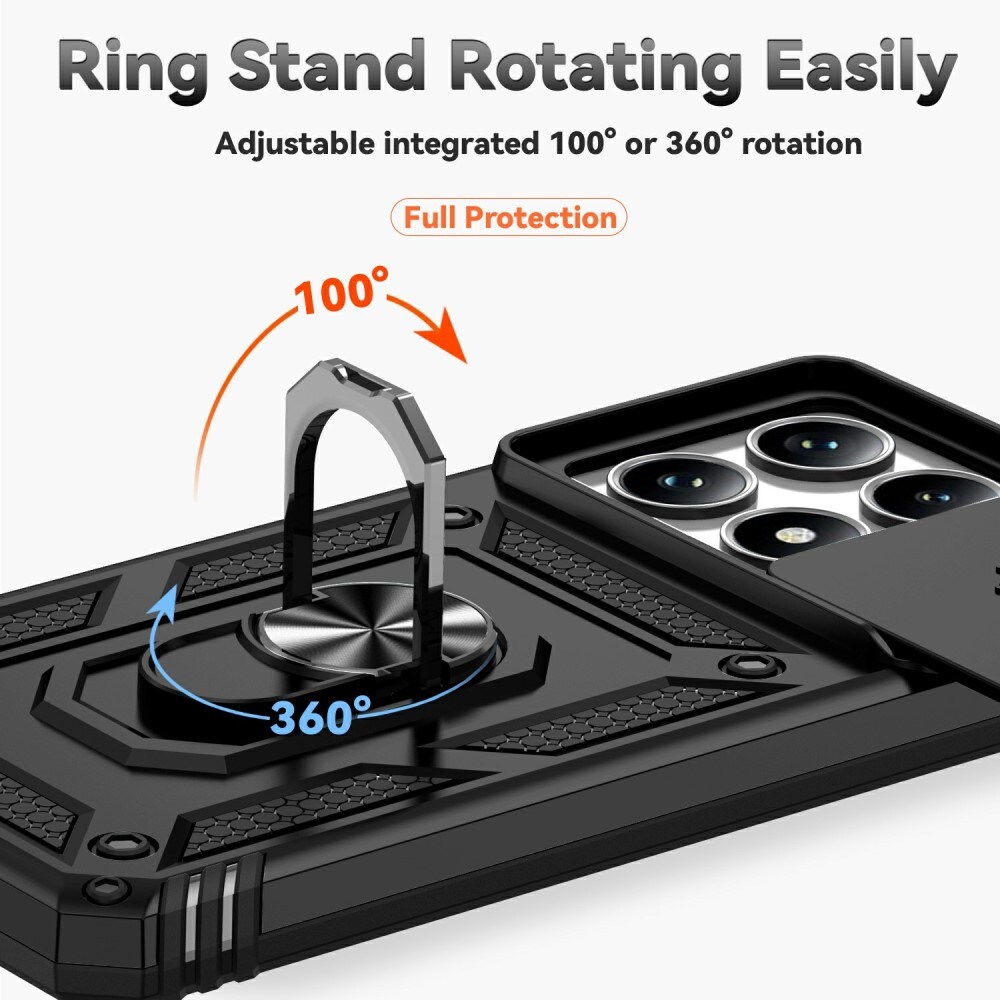 Xiaomi 14T Cover med kamerabeskyttelse & fingerring, Sort