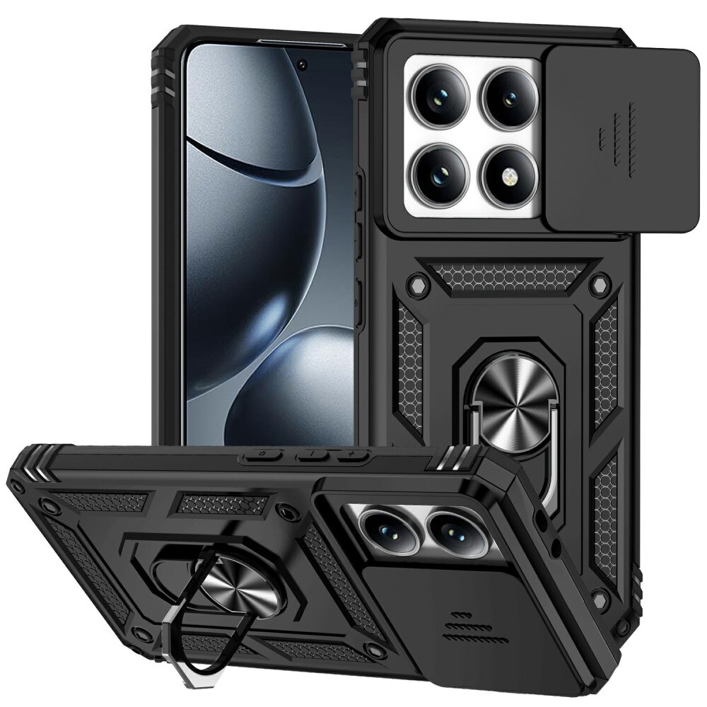 Xiaomi 14T Pro Cover med kamerabeskyttelse & fingerring, Sort
