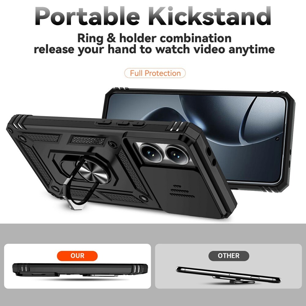 Xiaomi 14T Pro Cover med kamerabeskyttelse & fingerring, Sort