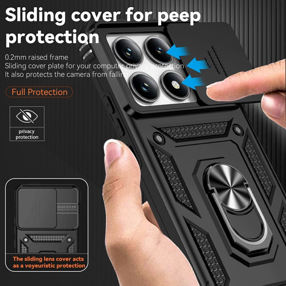 Xiaomi 14T Pro Cover med kamerabeskyttelse & fingerring, Sort