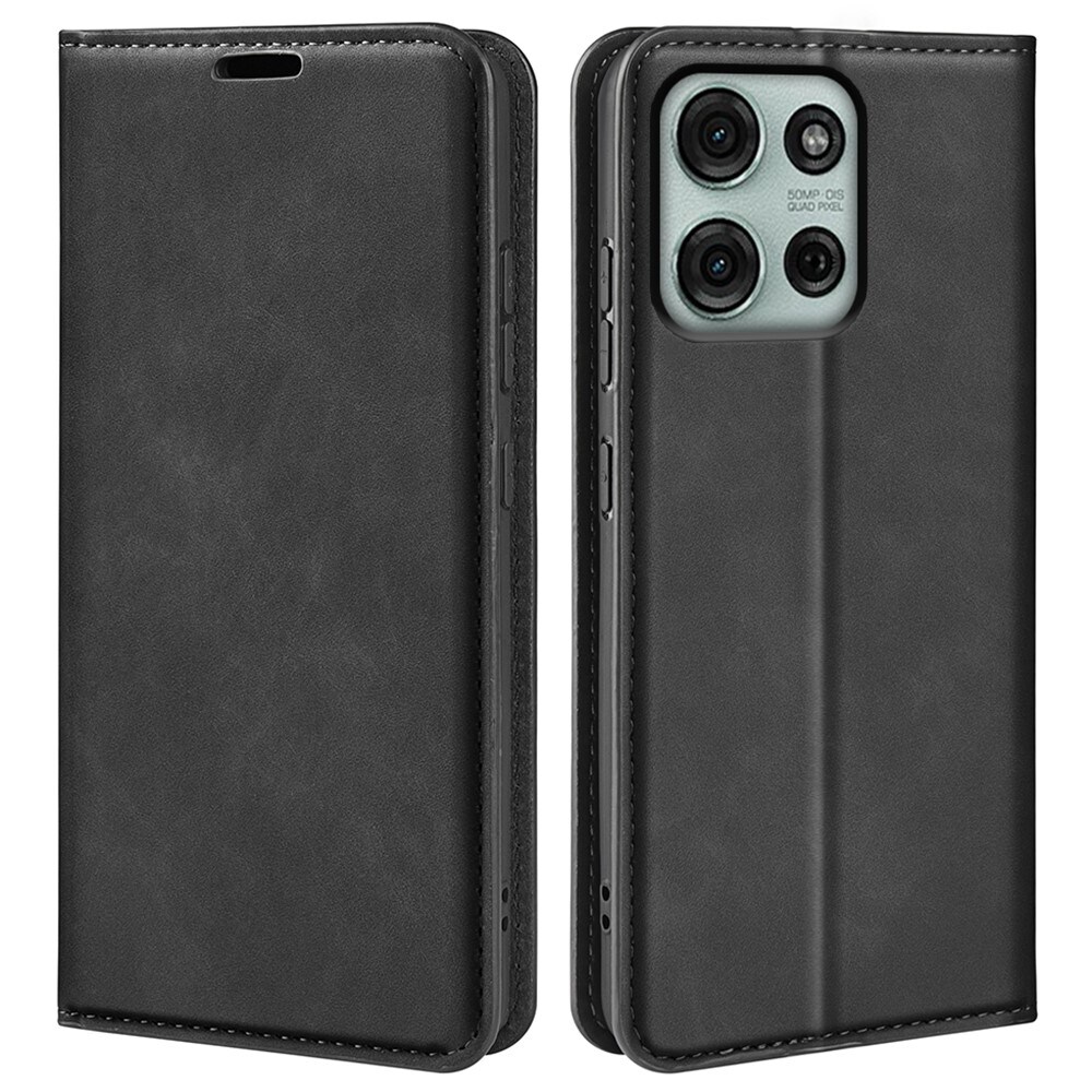 Motorola Moto G75 Slankt etui med kortholder, Sort