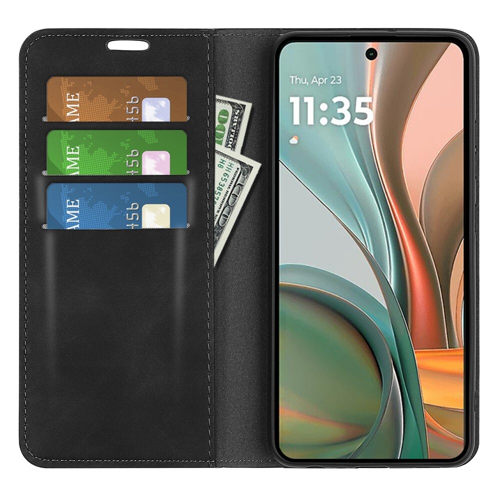 Motorola Moto G75 Slankt etui med kortholder, Sort