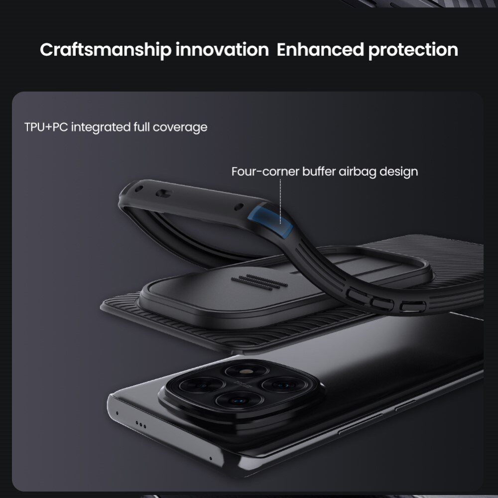 Xiaomi Redmi Note 14 Pro Cover med kamerabeskyttelse - CamShield, Sort
