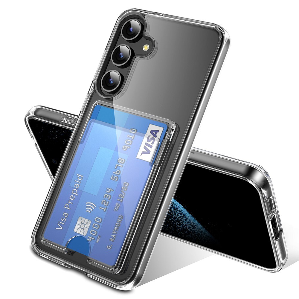 Samsung Galaxy S25 Plus Hybridcover med indbygget kortholder, Gennemsigtig