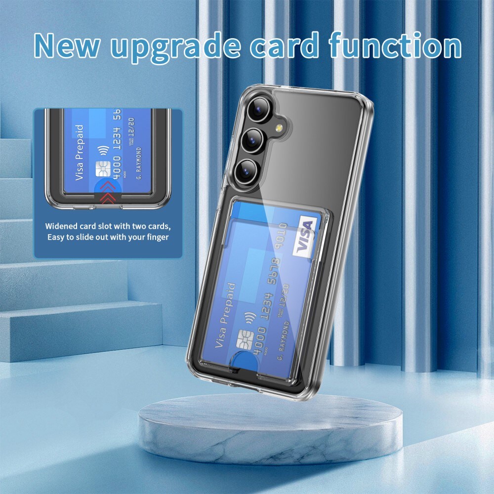 Samsung Galaxy S25 Plus Hybridcover med indbygget kortholder, Gennemsigtig