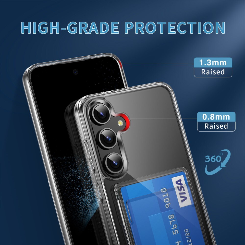 Samsung Galaxy S25 Plus Hybridcover med indbygget kortholder, Gennemsigtig