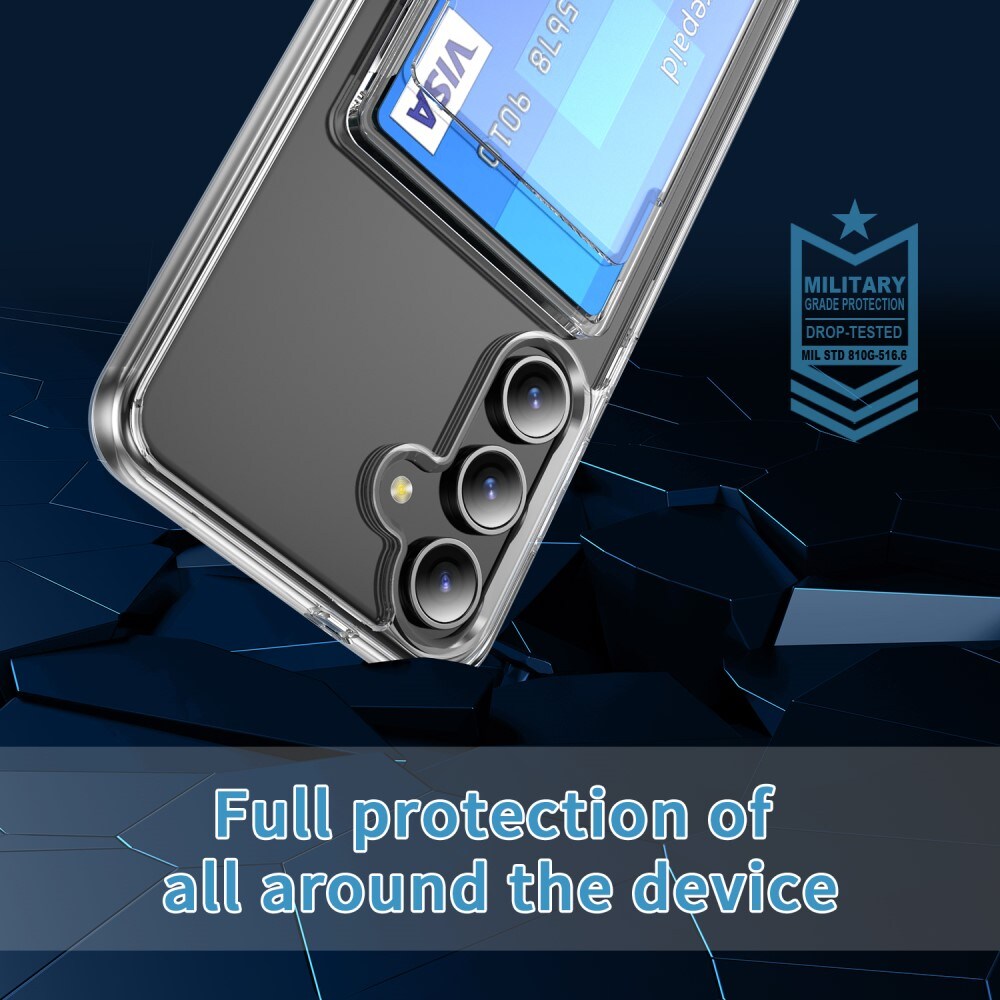 Samsung Galaxy S25 Plus Hybridcover med indbygget kortholder, Gennemsigtig