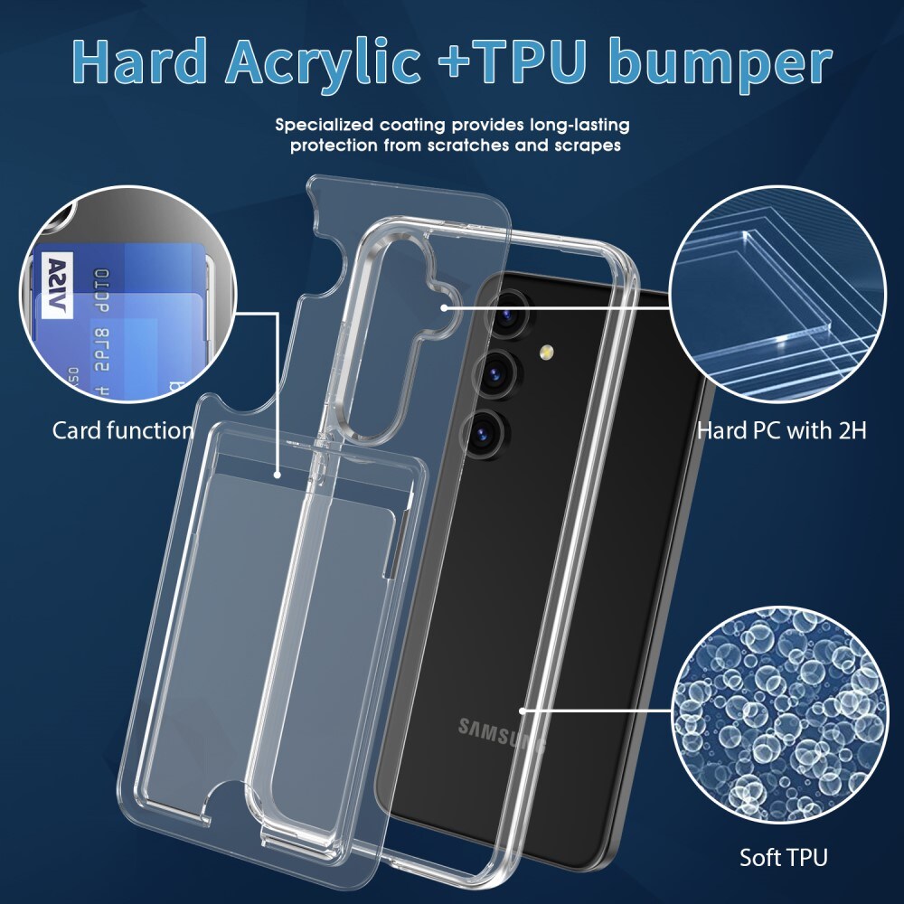 Samsung Galaxy S25 Plus Hybridcover med indbygget kortholder, Gennemsigtig
