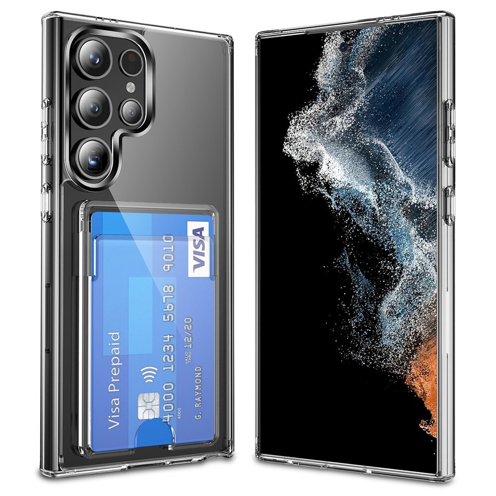 Samsung Galaxy S25 Ultra Hybridcover med indbygget kortholder, Gennemsigtig