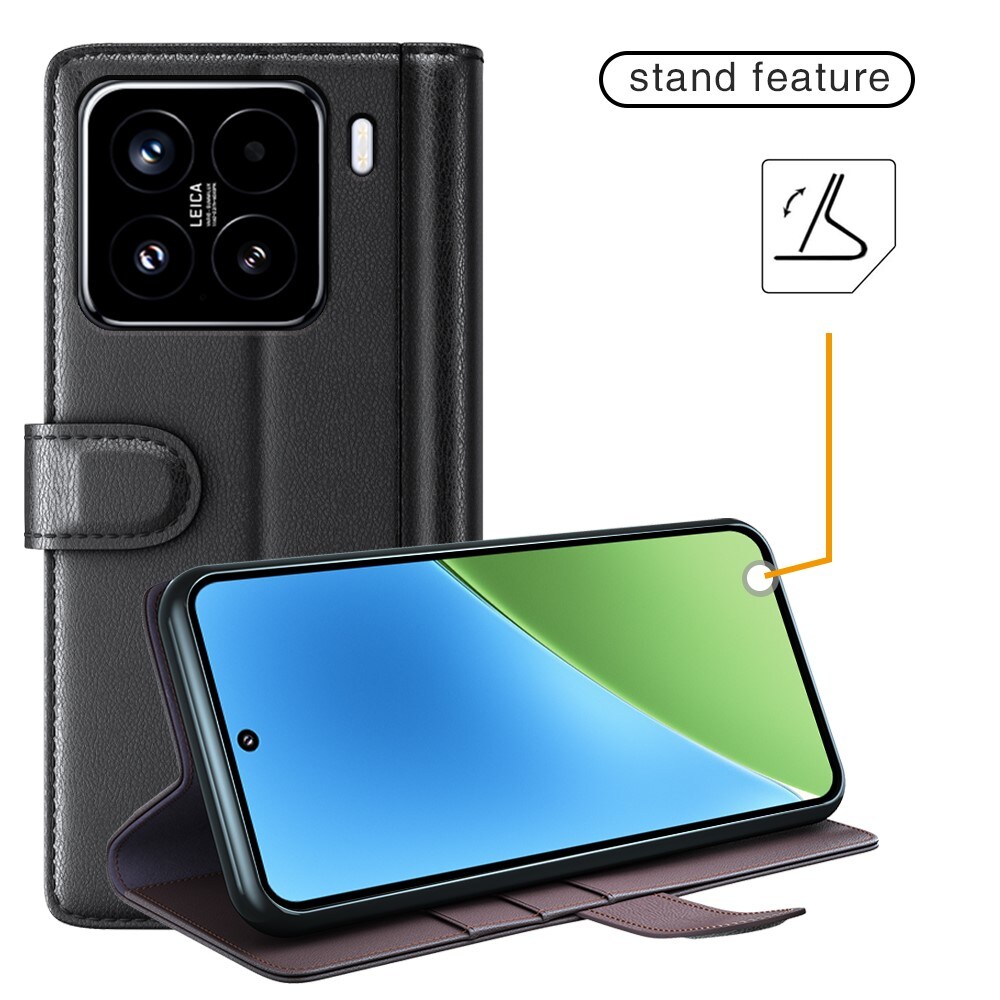 Xiaomi 15 Slankt mobiletui i ægte læder, Sort