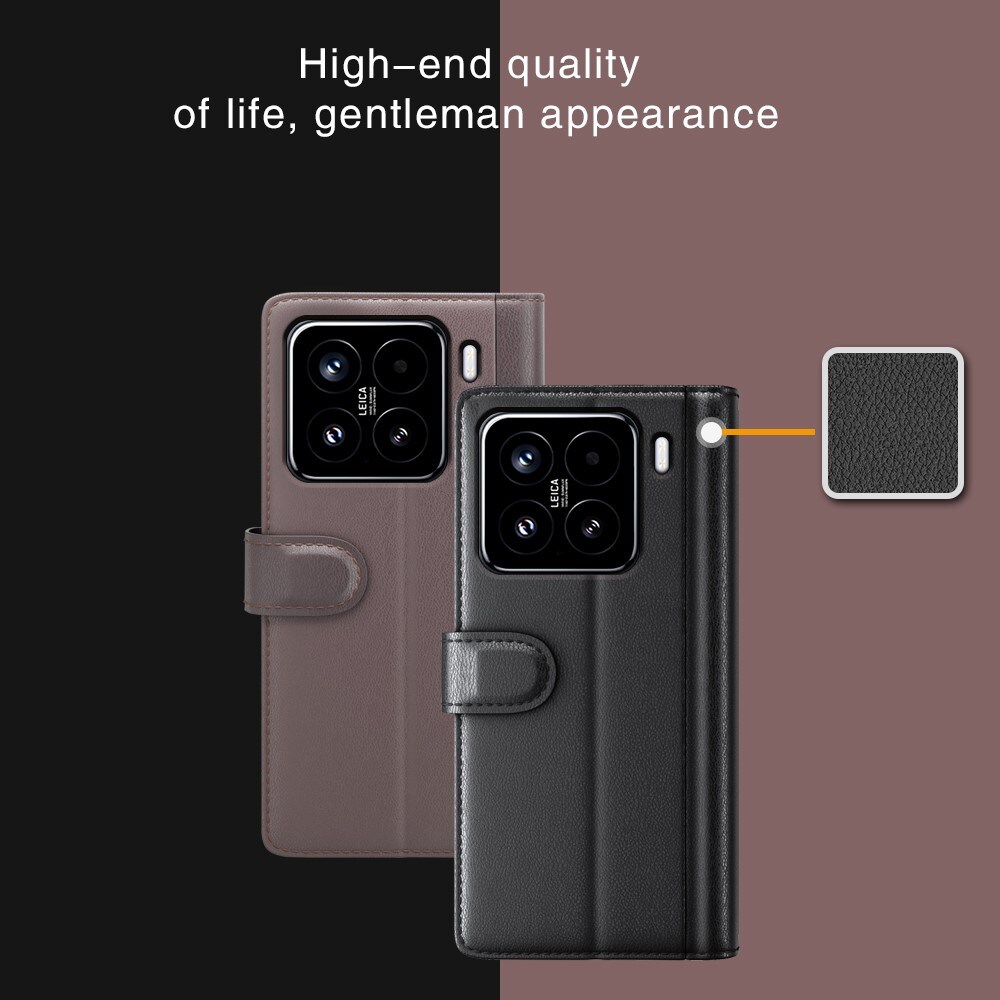 Xiaomi 15 Slankt mobiletui i ægte læder, Sort