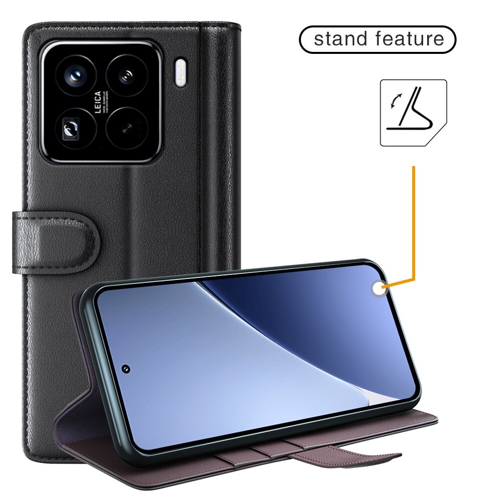 Xiaomi 15 Pro Slankt mobiletui i ægte læder, Sort