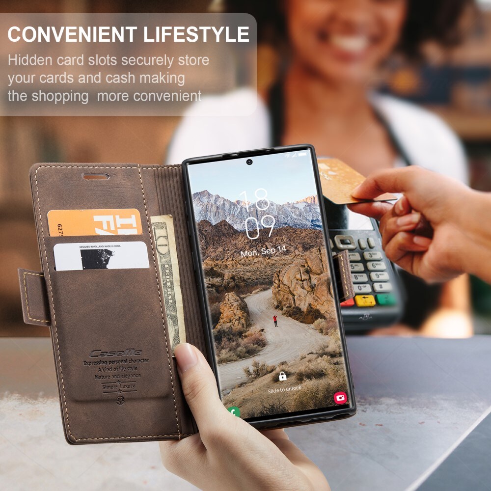 Samsung Galaxy S25 Ultra Slankt pungetui, Brun