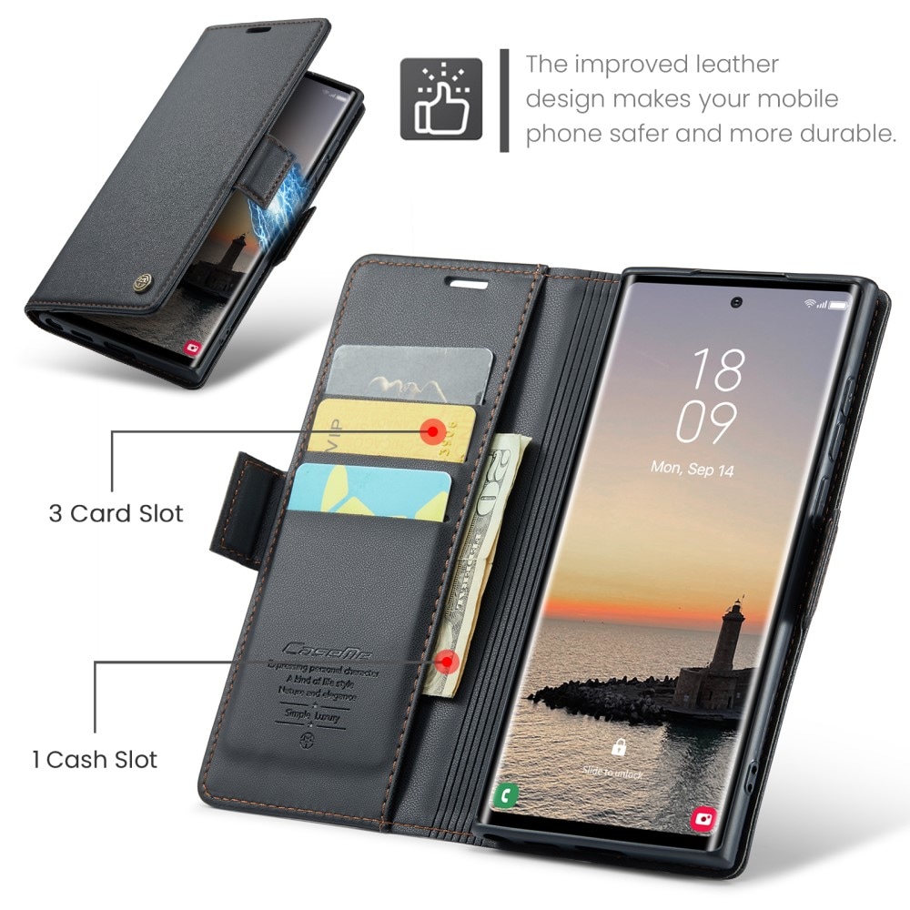 Samsung Galaxy S25 Ultra Slankt RFID-pungetui, Sort