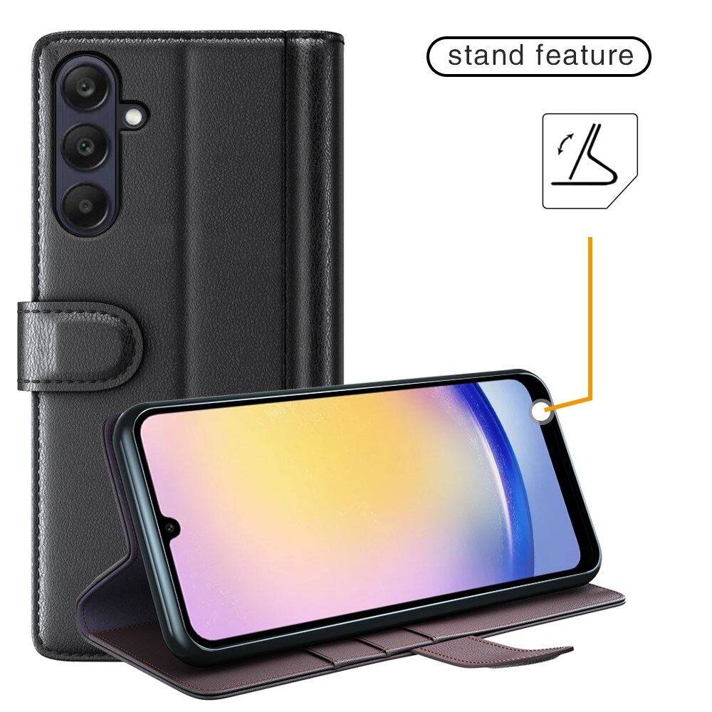 Samsung Galaxy A26 Slankt mobiletui i ægte læder, Sort