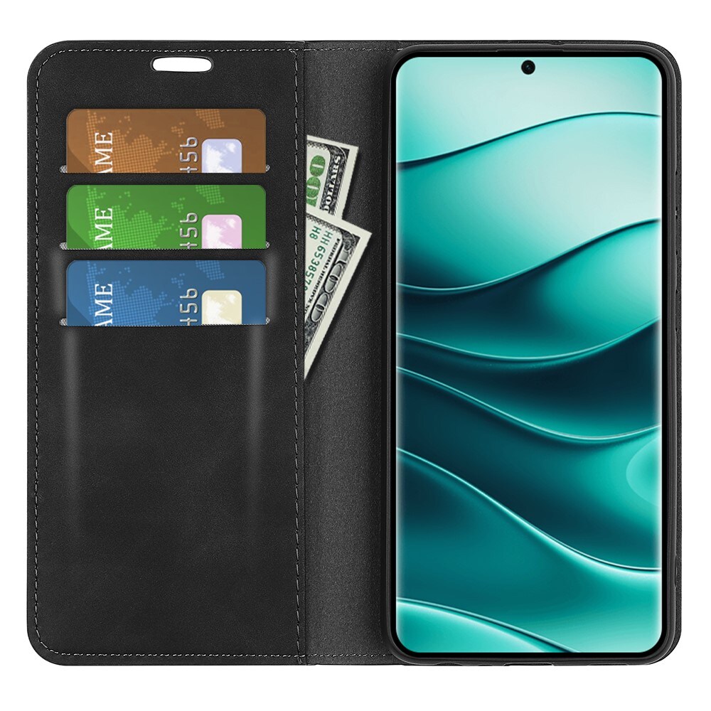 Xiaomi Redmi Note 14 Pro Plus Slankt etui med kortholder, Sort