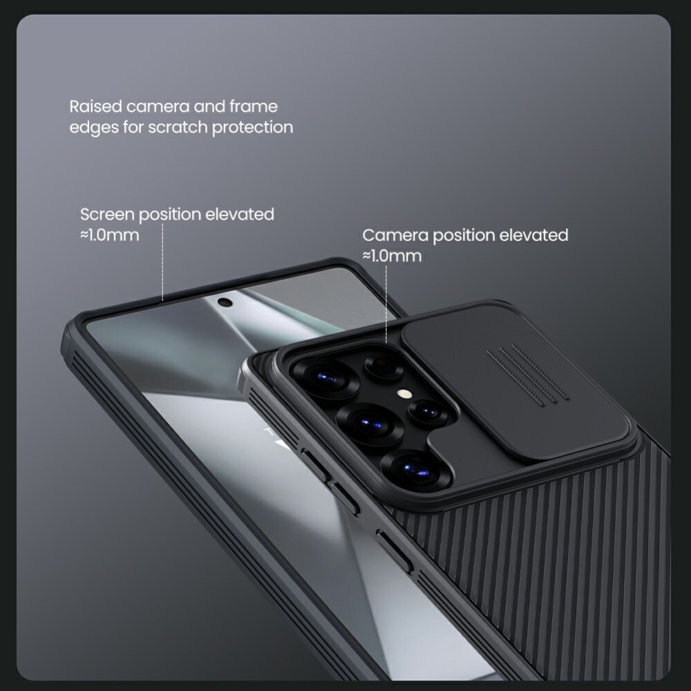 Samsung Galaxy S25 Ultra Cover med kamerabeskyttelse - CamShield, Sort