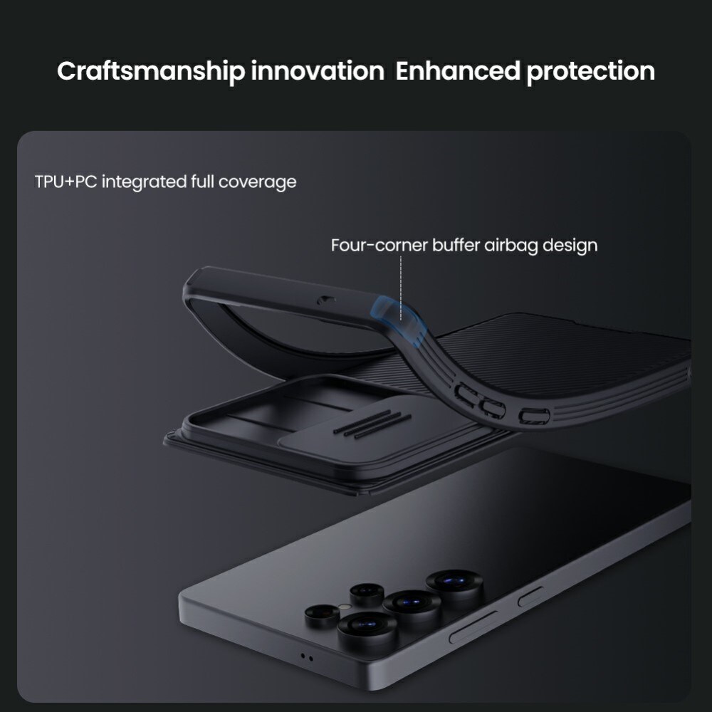 Samsung Galaxy S25 Ultra Cover med kamerabeskyttelse - CamShield, Sort