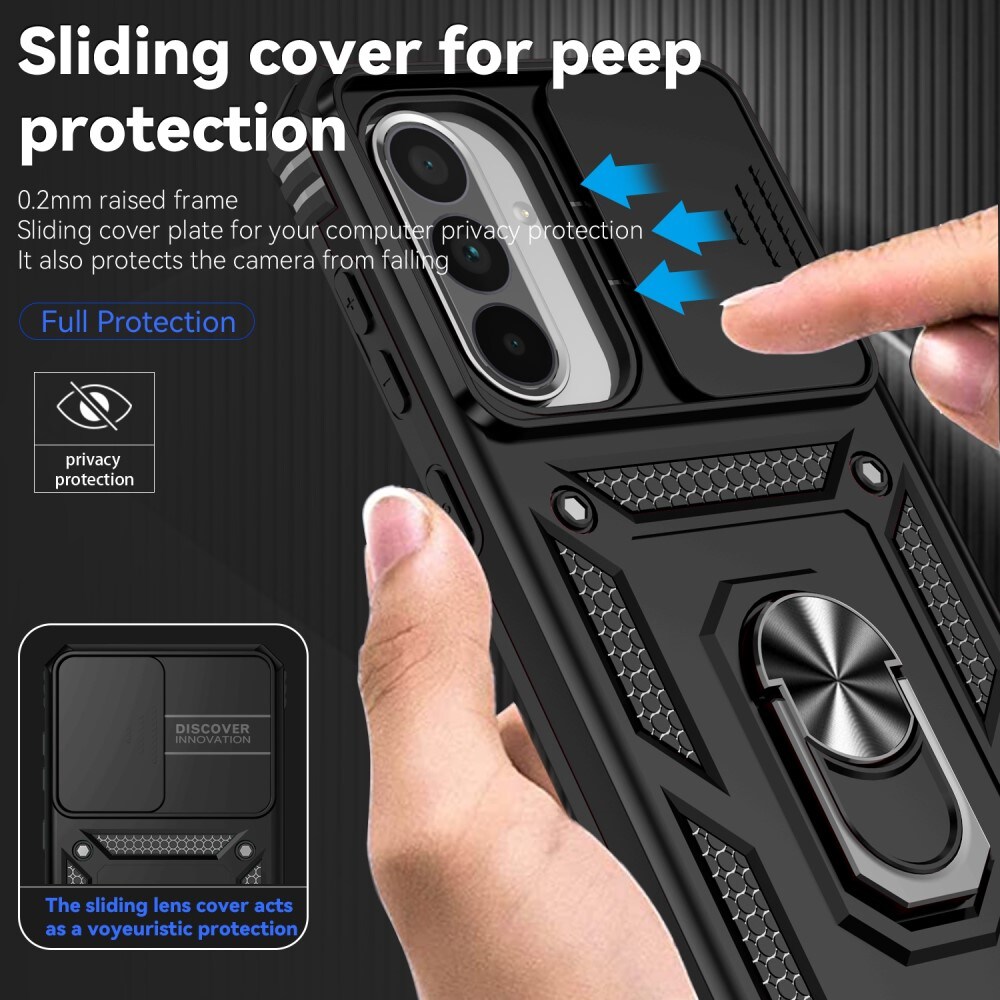 Samsung Galaxy A56 Cover med kamerabeskyttelse & fingerring, Sort