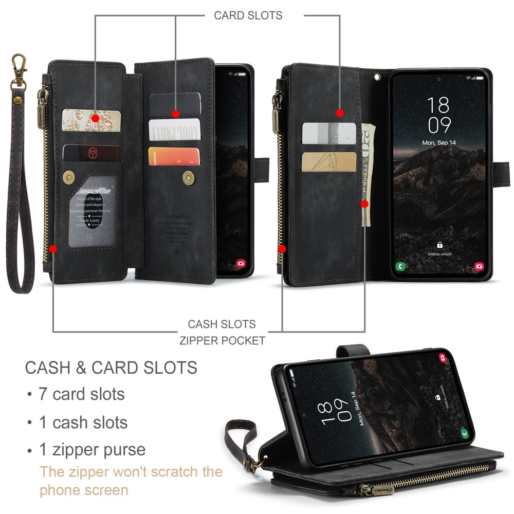 Samsung Galaxy S25 Pungetui med lynlås, Sort