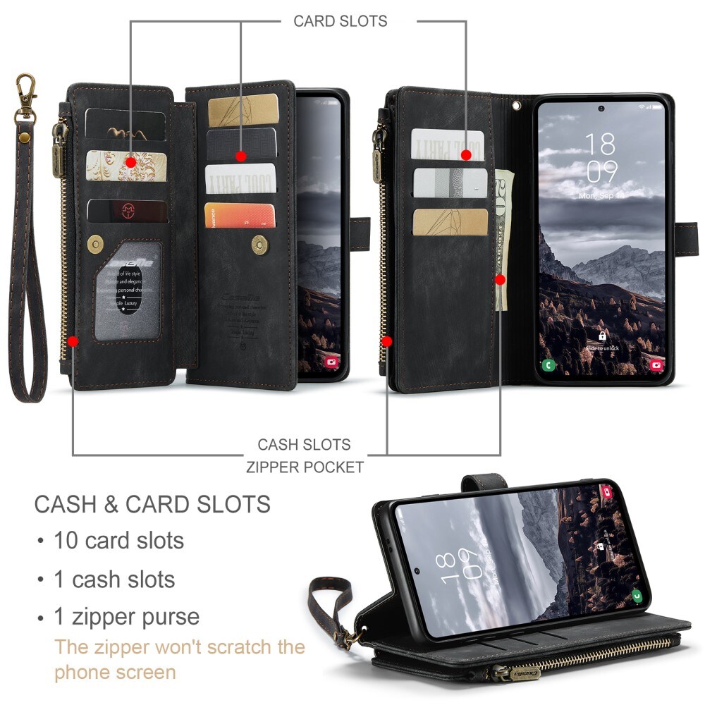 Samsung Galaxy S25 Plus Pungetui med lynlås, Sort