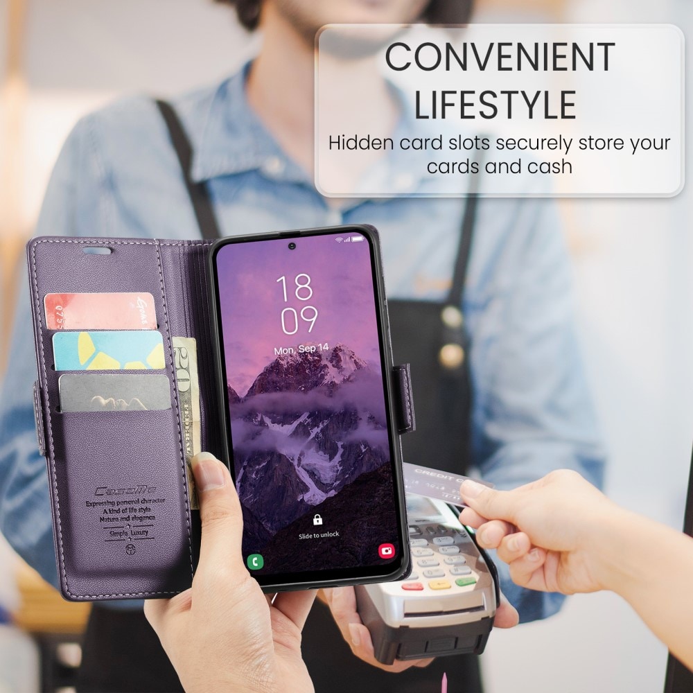 Samsung Galaxy A56 Slankt RFID-pungetui, Lilla
