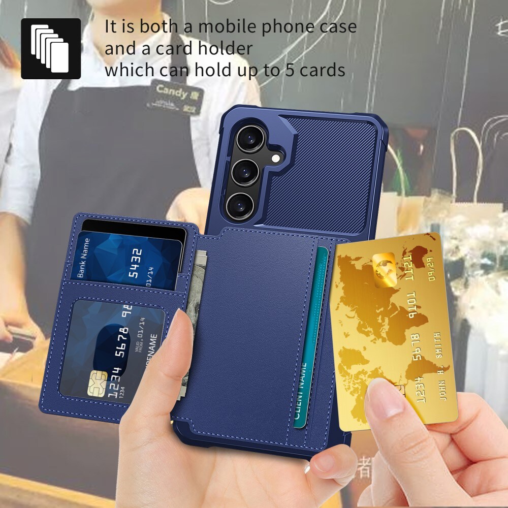 Samsung Galaxy S25 Stødsikkert mobilcover med pung, Blå