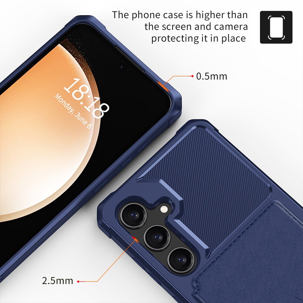 Samsung Galaxy S25 Stødsikkert mobilcover med pung, Blå
