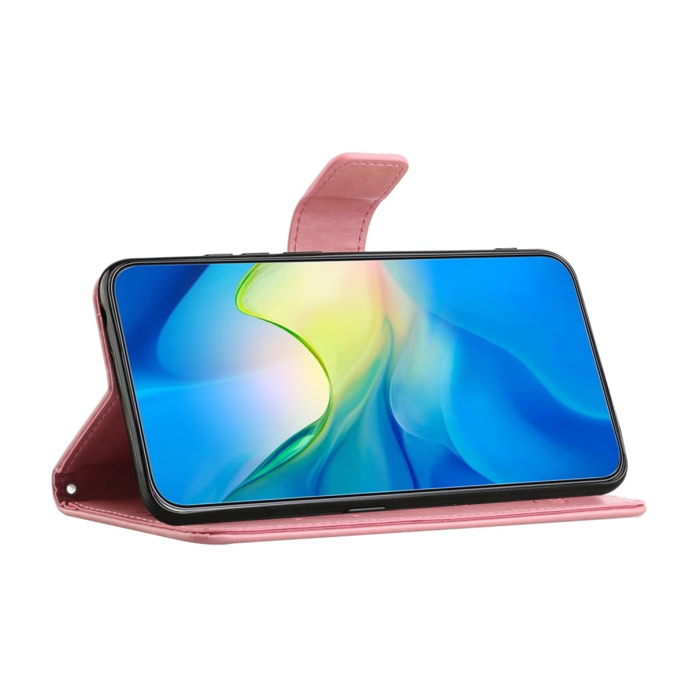 Motorola Moto E15 Mobiletui med sommerfugle, Lyserød
