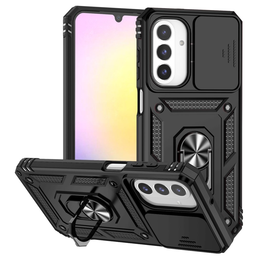Samsung Galaxy A26 Cover med kamerabeskyttelse & fingerring, Sort