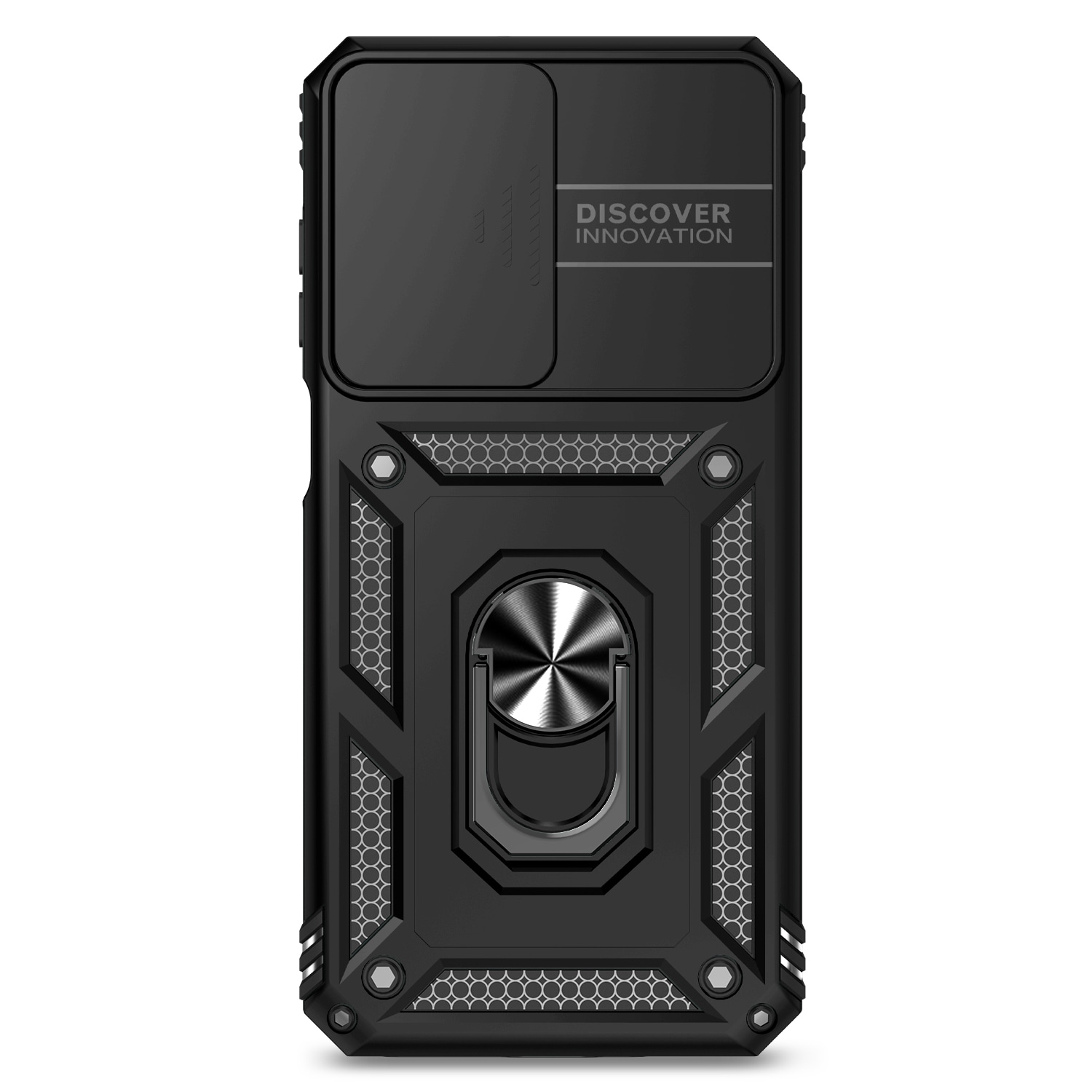 Samsung Galaxy A17 Cover med kamerabeskyttelse & fingerring, Sort