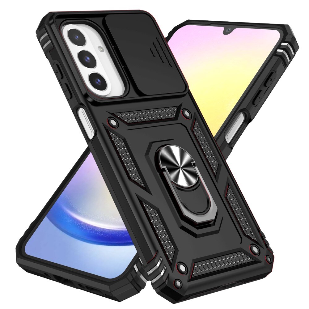 Samsung Galaxy A26 Cover med kamerabeskyttelse & fingerring, Sort