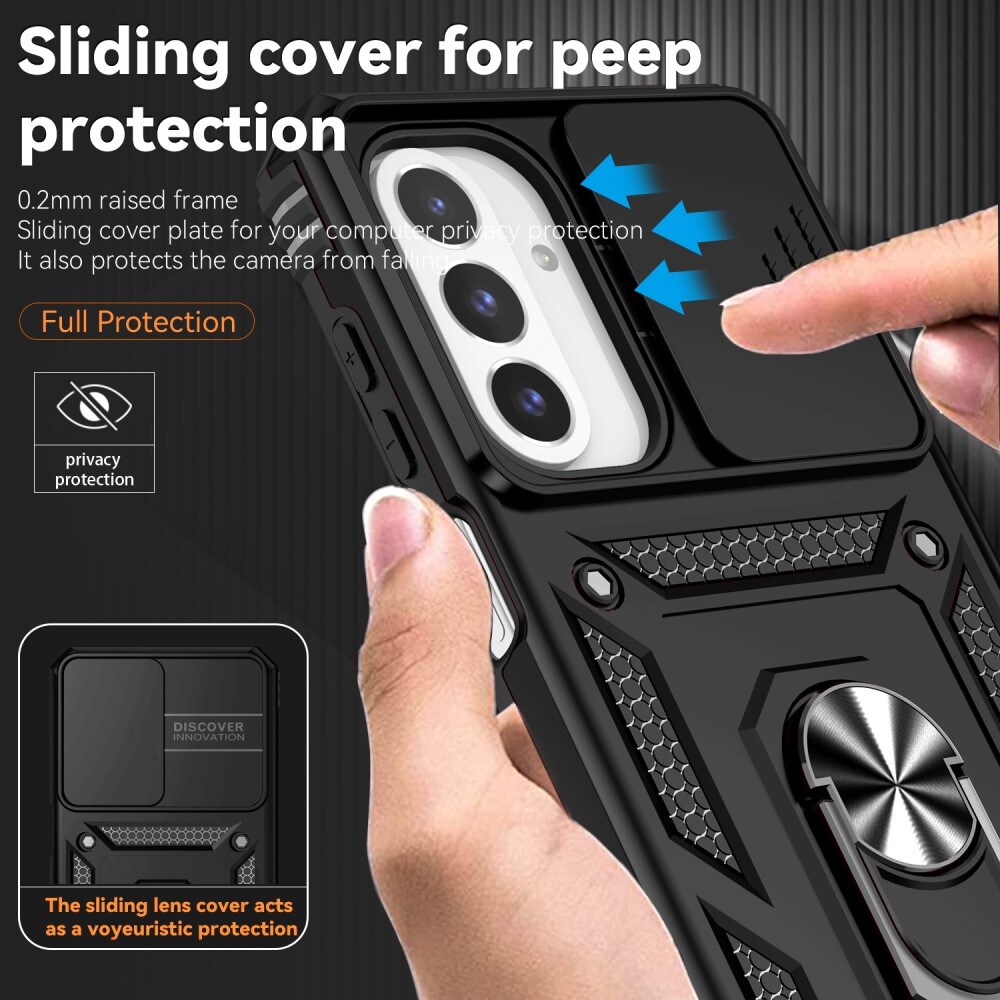 Samsung Galaxy A26 Cover med kamerabeskyttelse & fingerring, Sort