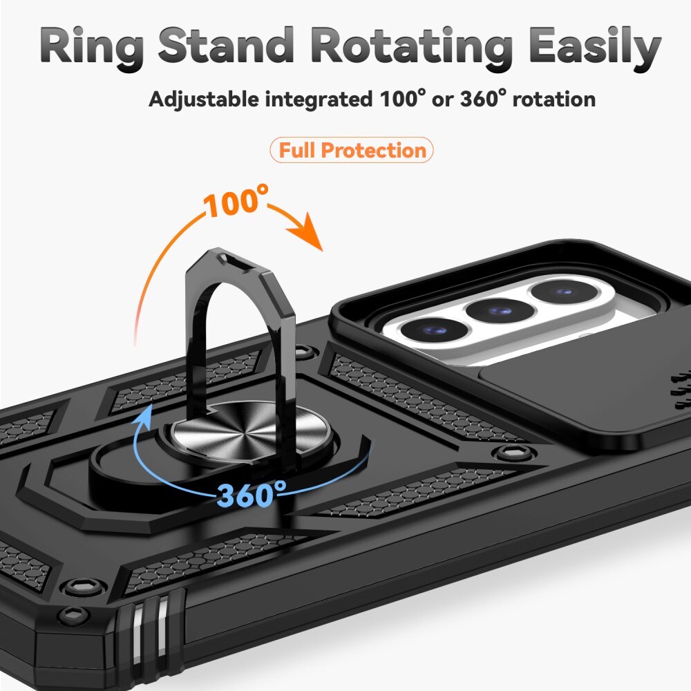 Samsung Galaxy A26 Cover med kamerabeskyttelse & fingerring, Sort