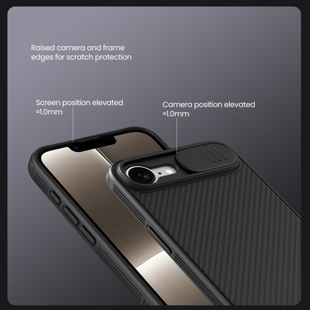 iPhone 16e Cover med kamerabeskyttelse - CamShield, Sort