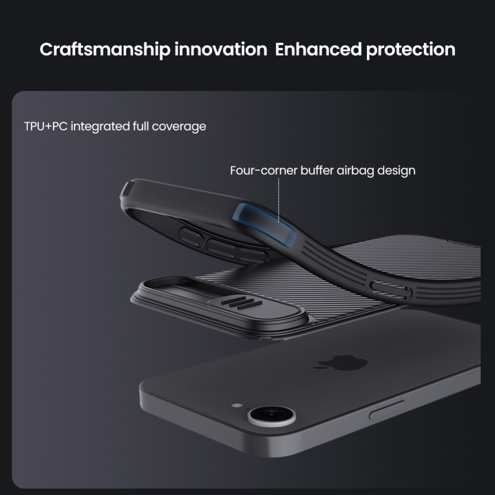 iPhone 16e Cover med kamerabeskyttelse - CamShield, Sort