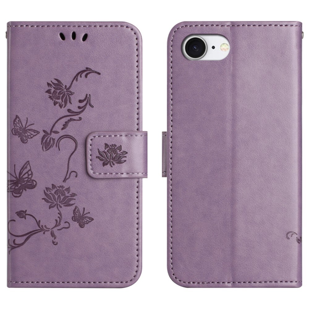 iPhone 16e Mobiletui med sommerfugle, Lilla