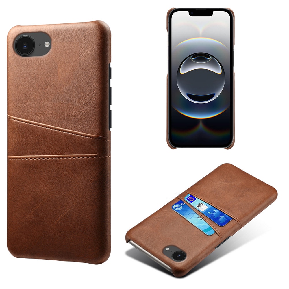 iPhone 16e Smart cover med 2 kortholdere, Brun